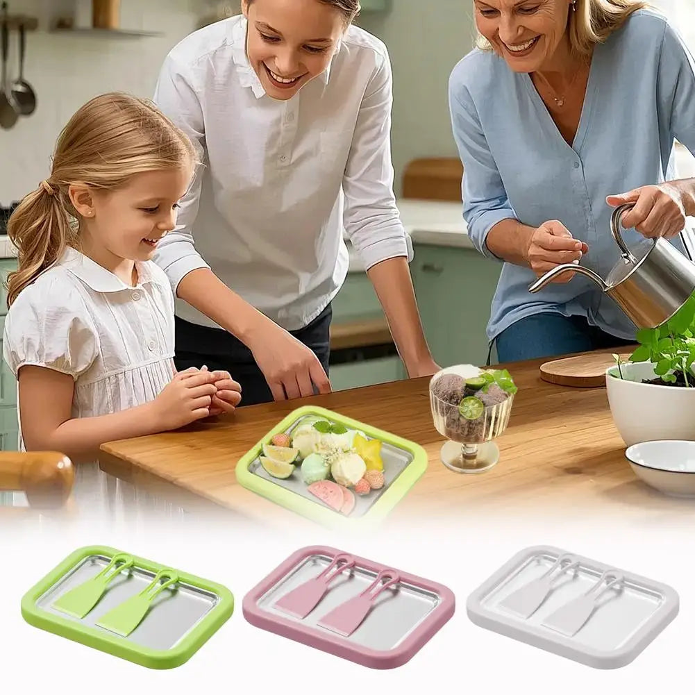 Azylo DIY Instant Rolled Ice Cream Maker Pan (with 2 Scrapers)