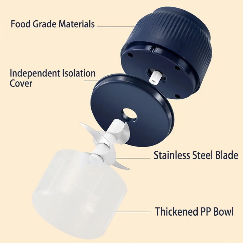 Azylo Mini Wireless Electric Garlic & Vegetable Chopper (250ml)