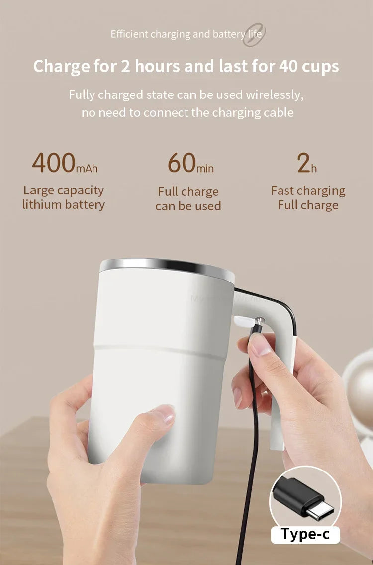 Azylo Smart Magnetic Self-Stirring Mug & Automatic Coffee Mixer (380ml)