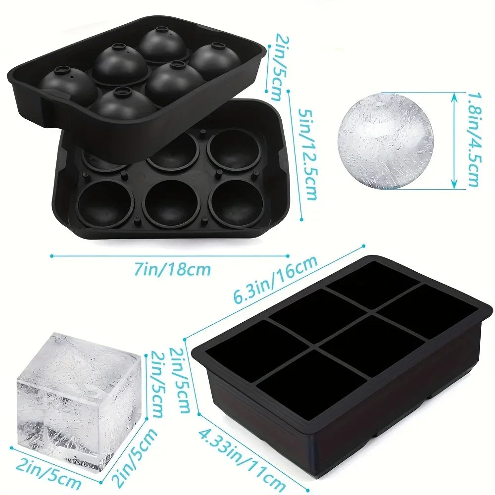 Azylo 6-Grid Flexible Silicone Ice Cube Mold Tray (Large Square Maker)