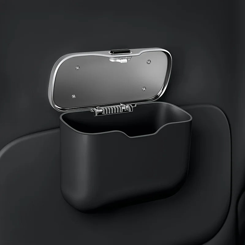 Azylo Luxury PU Leather Car Trash Can with Push-Button Lid