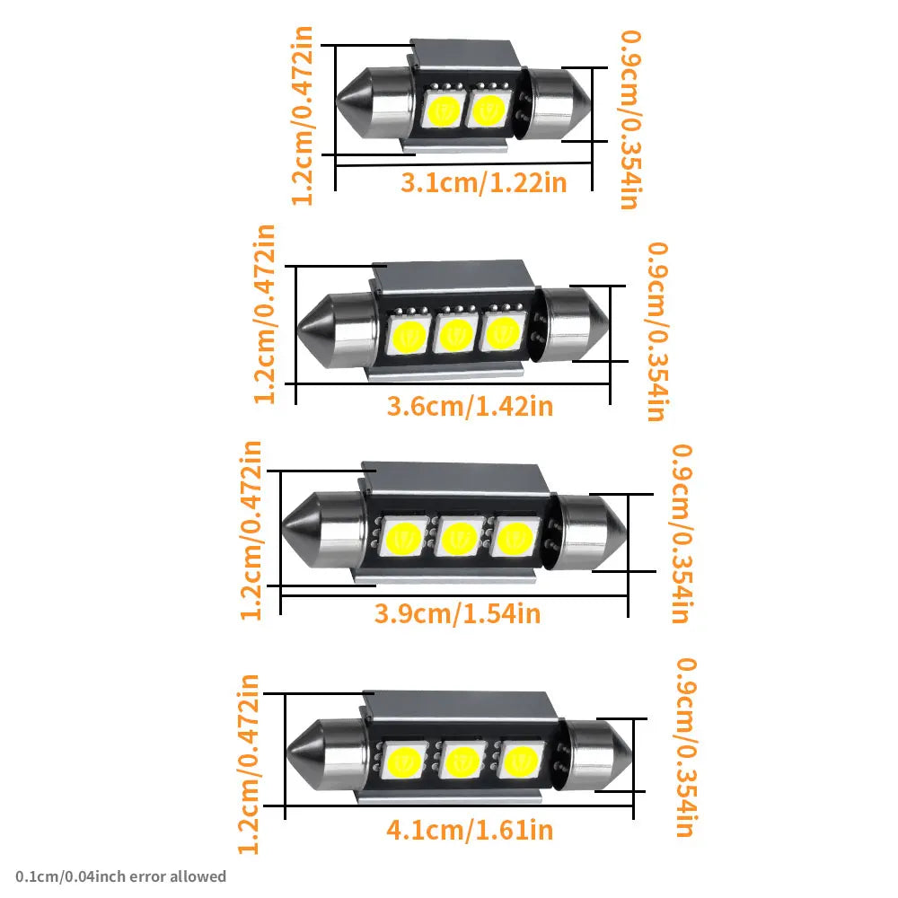 Azylo Ultra-Bright Festoon LED Car Interior & License Plate Bulbs (12V White)