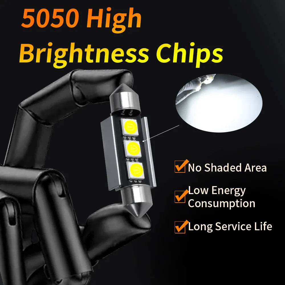 Azylo Ultra-Bright Festoon LED Car Interior & License Plate Bulbs (12V White)