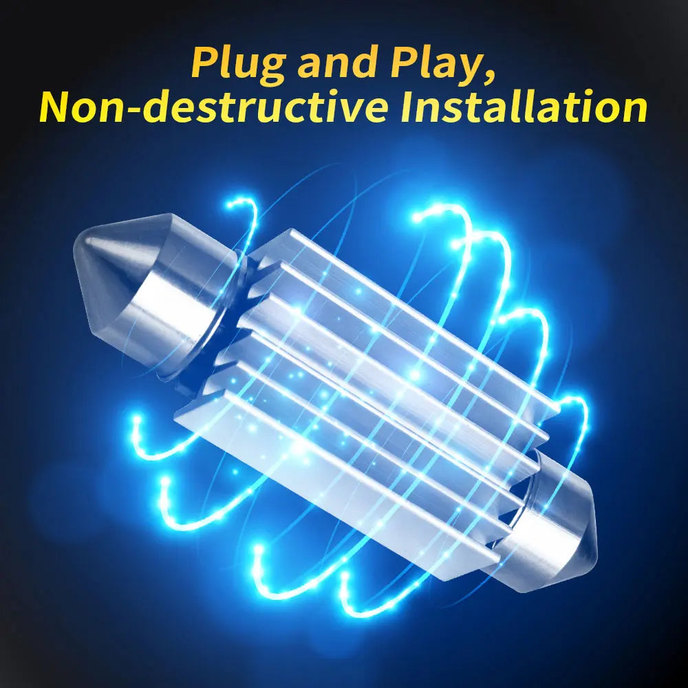 Azylo Ultra-Bright Festoon LED Car Interior & License Plate Bulbs (12V White)