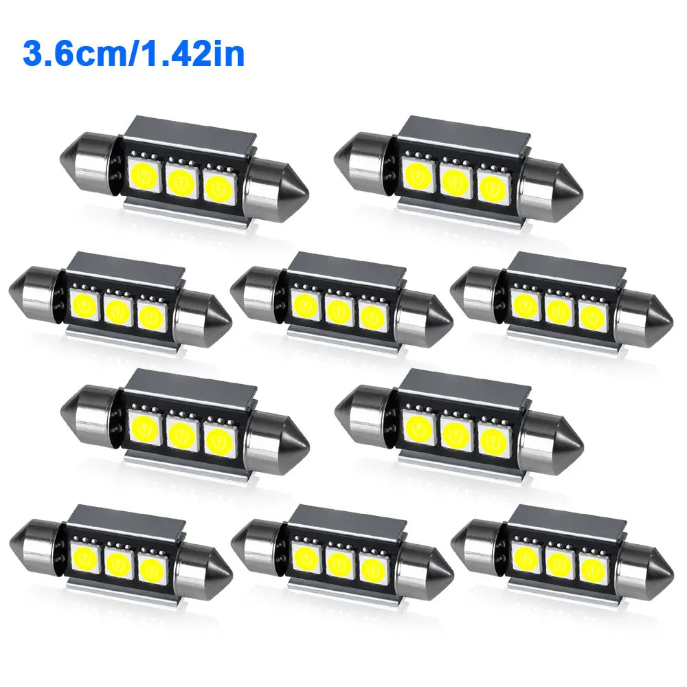 Azylo Ultra-Bright Festoon LED Car Interior & License Plate Bulbs (12V White)