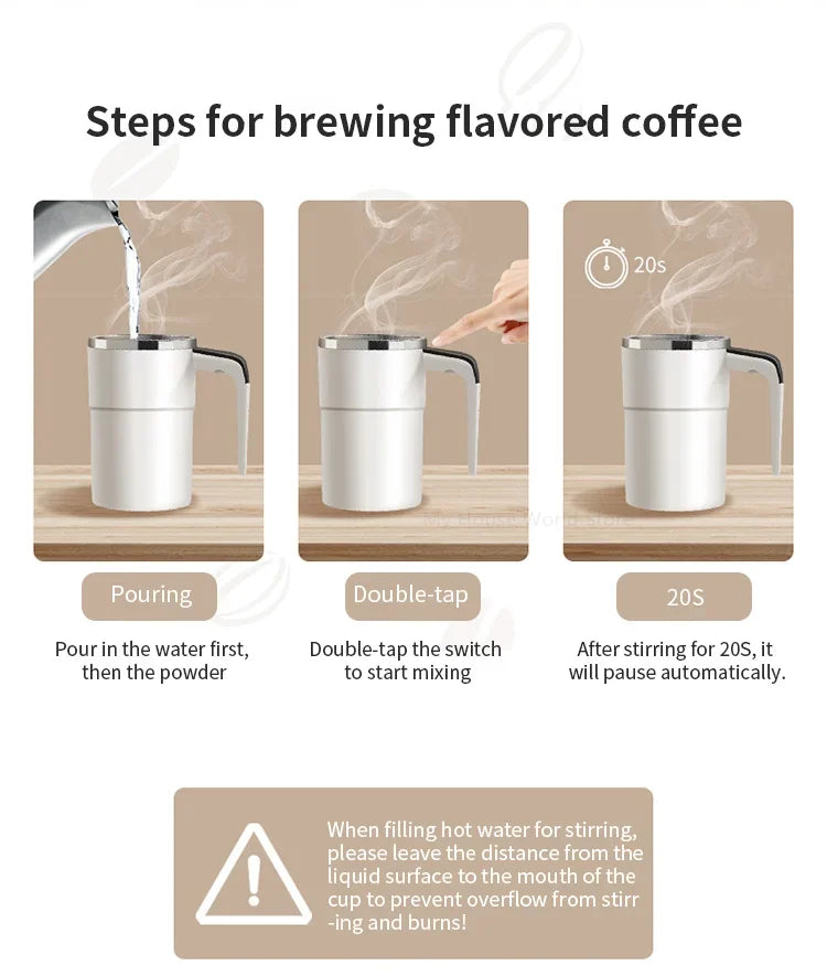 Azylo Smart Magnetic Self-Stirring Mug & Automatic Coffee Mixer (380ml)