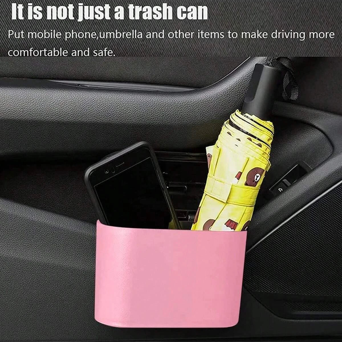Azylo Leak-Proof Mini Car Trash Can with Lid (+ 4 Rolls Garbage Bags)