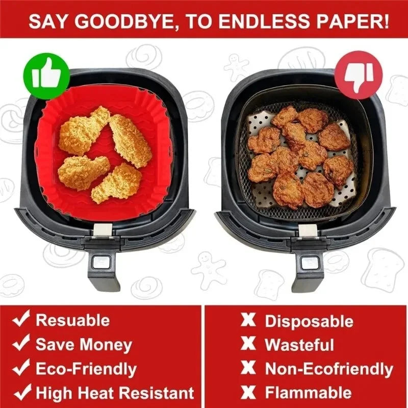 Azylo Reusable Silicone Air Fryer Liners (8-Inch Square)