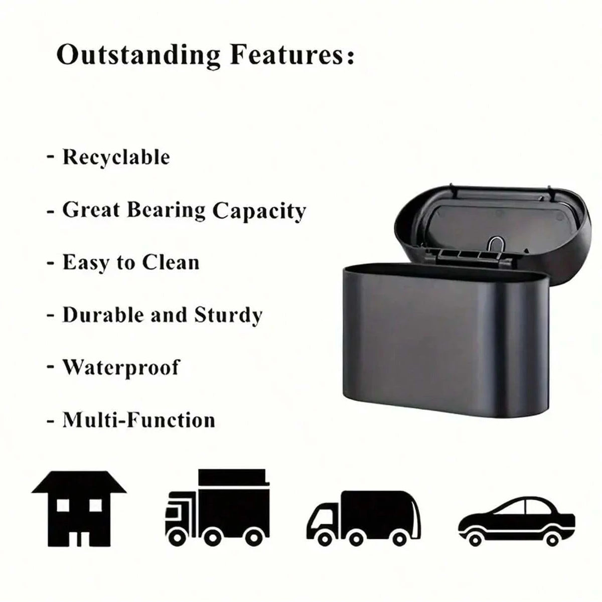 Azylo Leak-Proof Mini Car Trash Can with Lid (+ 4 Rolls Garbage Bags)