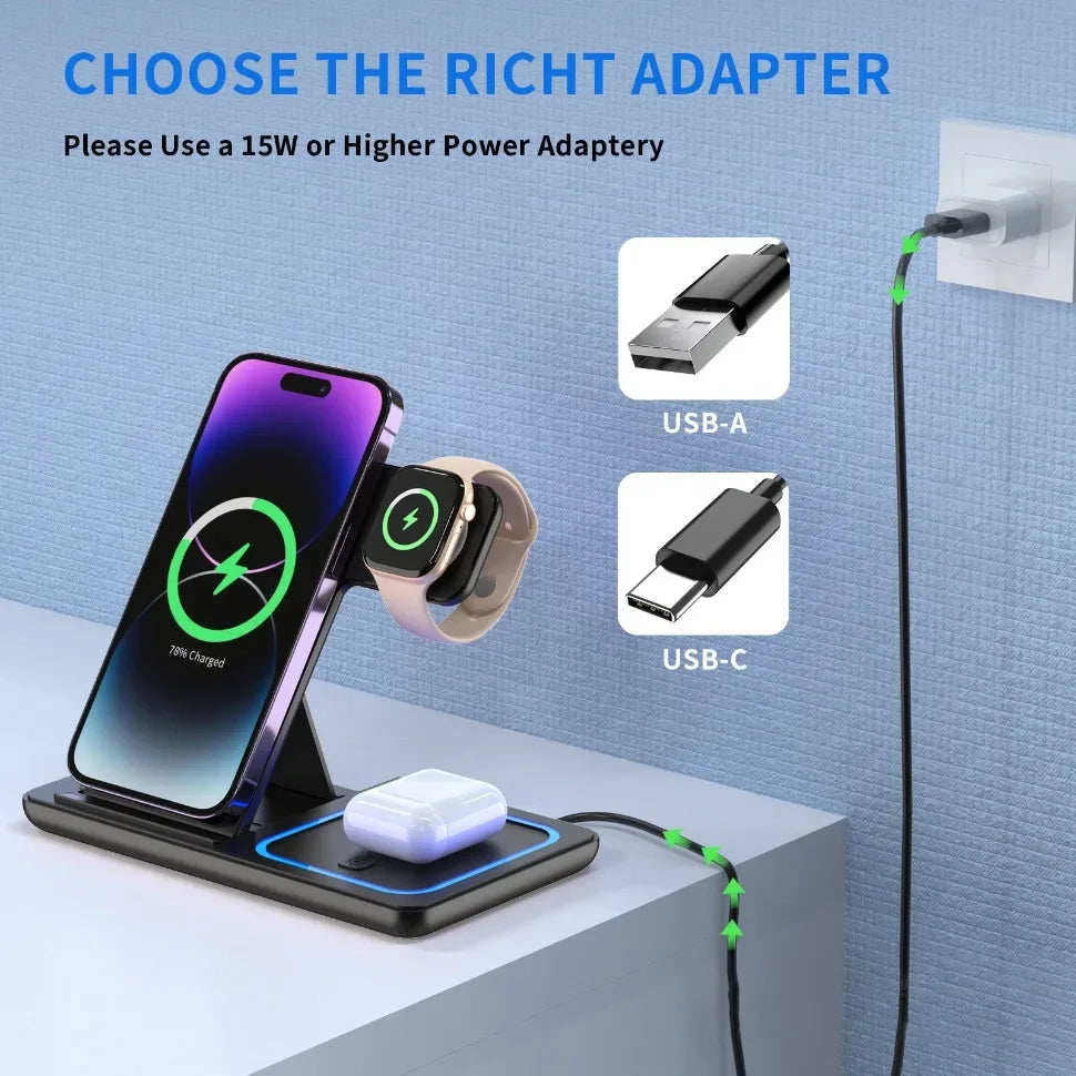 Azylo 3-in-1 Magnetic Wireless Charging Station