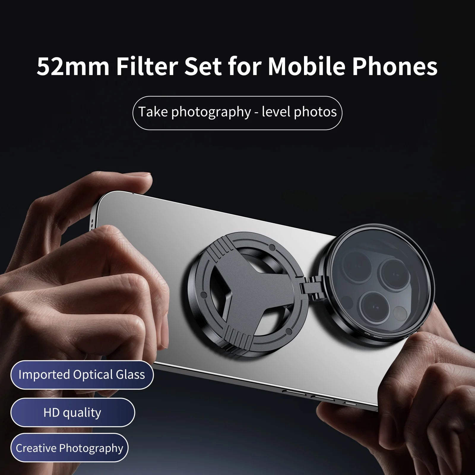 Azylo 52mm Magnetic CPL Polarizer Filter Kit for iPhone & Android Smartphones