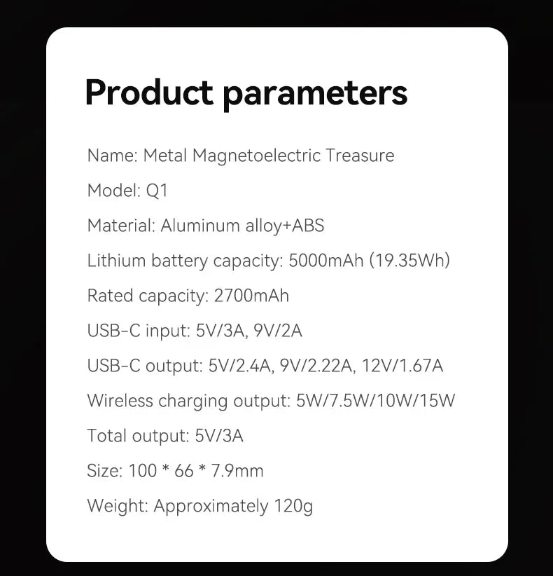 Azylo Ultra 120W Magnetic Wireless Power Bank with LED Lamp