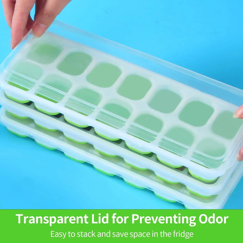 Azylo 14-Grid Smart Hybrid Ice Cube Tray with Spill-Proof Lid