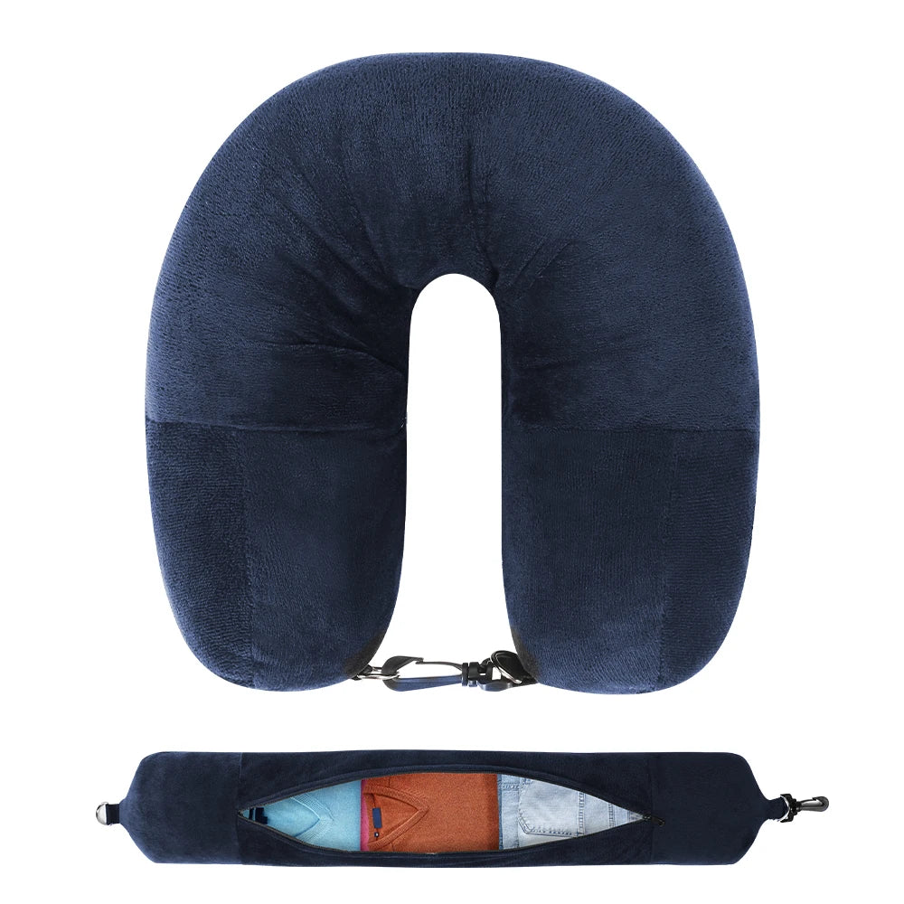 Azylo Fillable Travel Neck Pillow & Space-Saving Clothing Storage Bag