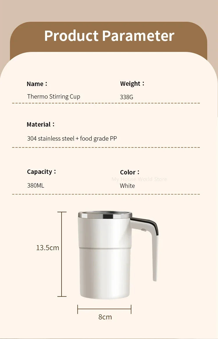 Azylo Smart Magnetic Self-Stirring Mug & Automatic Coffee Mixer (380ml)