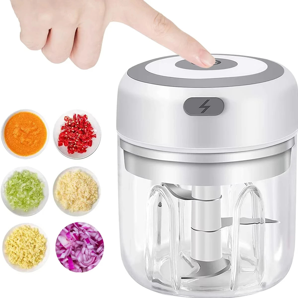 Azylo Portable Mini Electric Food & Garlic Chopper (250ml)
