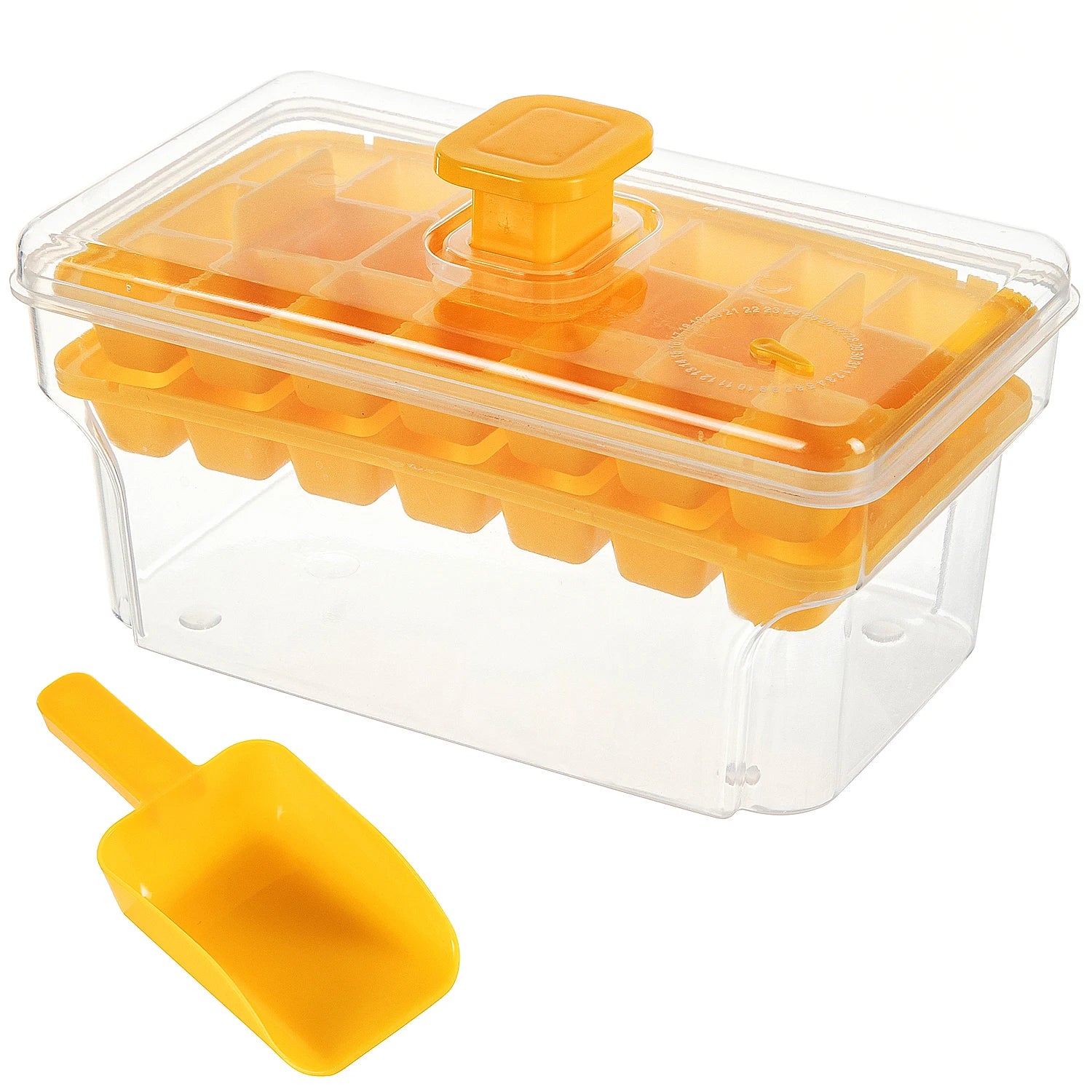 Azylo One-Press Easy Release Ice Cube Tray Kit with Lid & Storage Bin (68 Cubes)