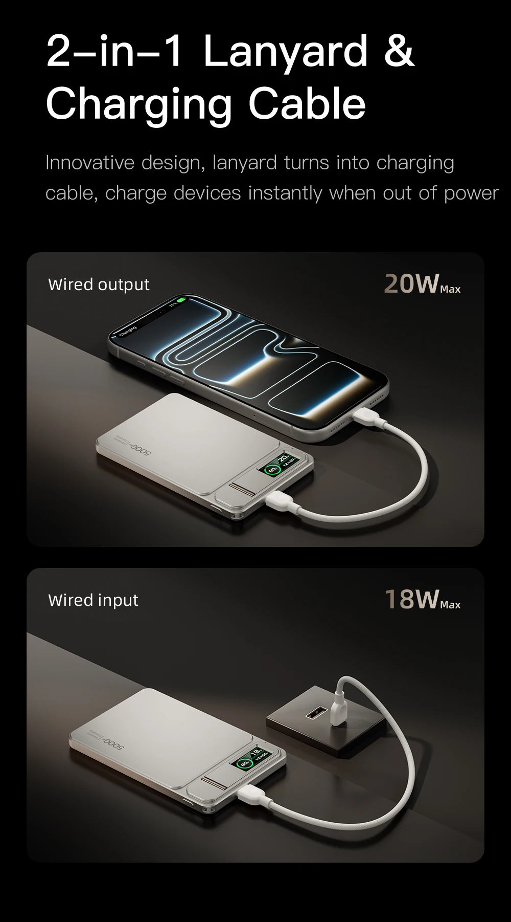 Azylo 3-in-1 Magnetic Wireless Power Bank with TFT Smart Screen (10,000mAh)