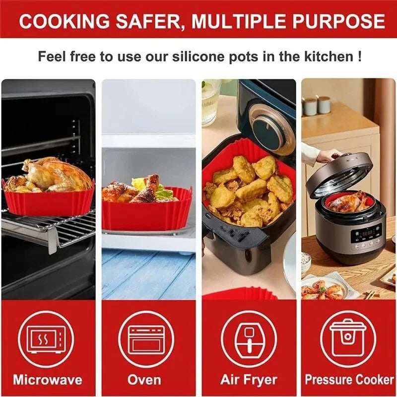 Azylo Reusable Silicone Air Fryer Liners (8-Inch Square)