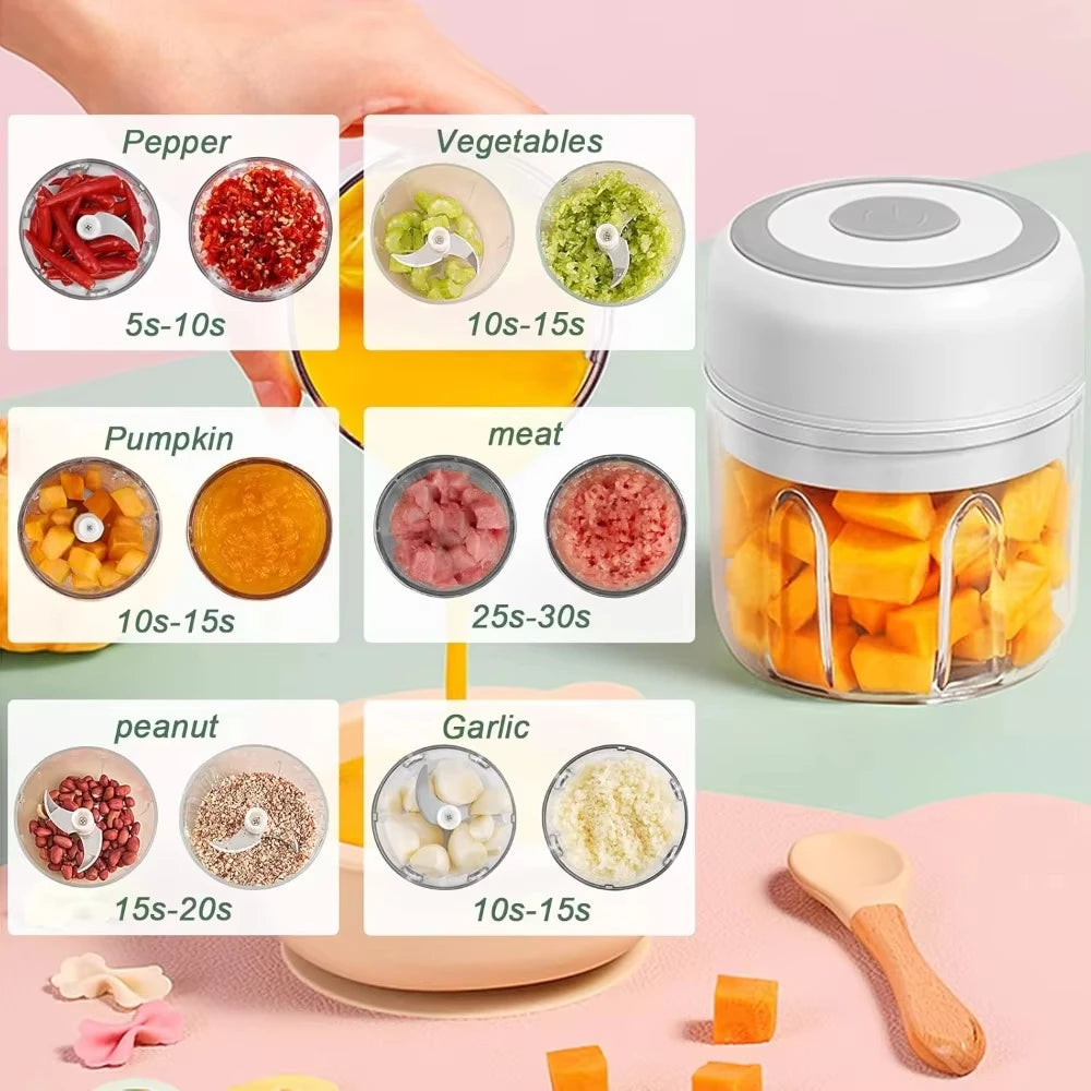 Azylo Portable Mini Electric Food & Garlic Chopper (250ml)