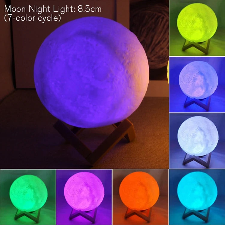 Azylo 3D Magical Moon Lamp & Starry Night Light with Stand