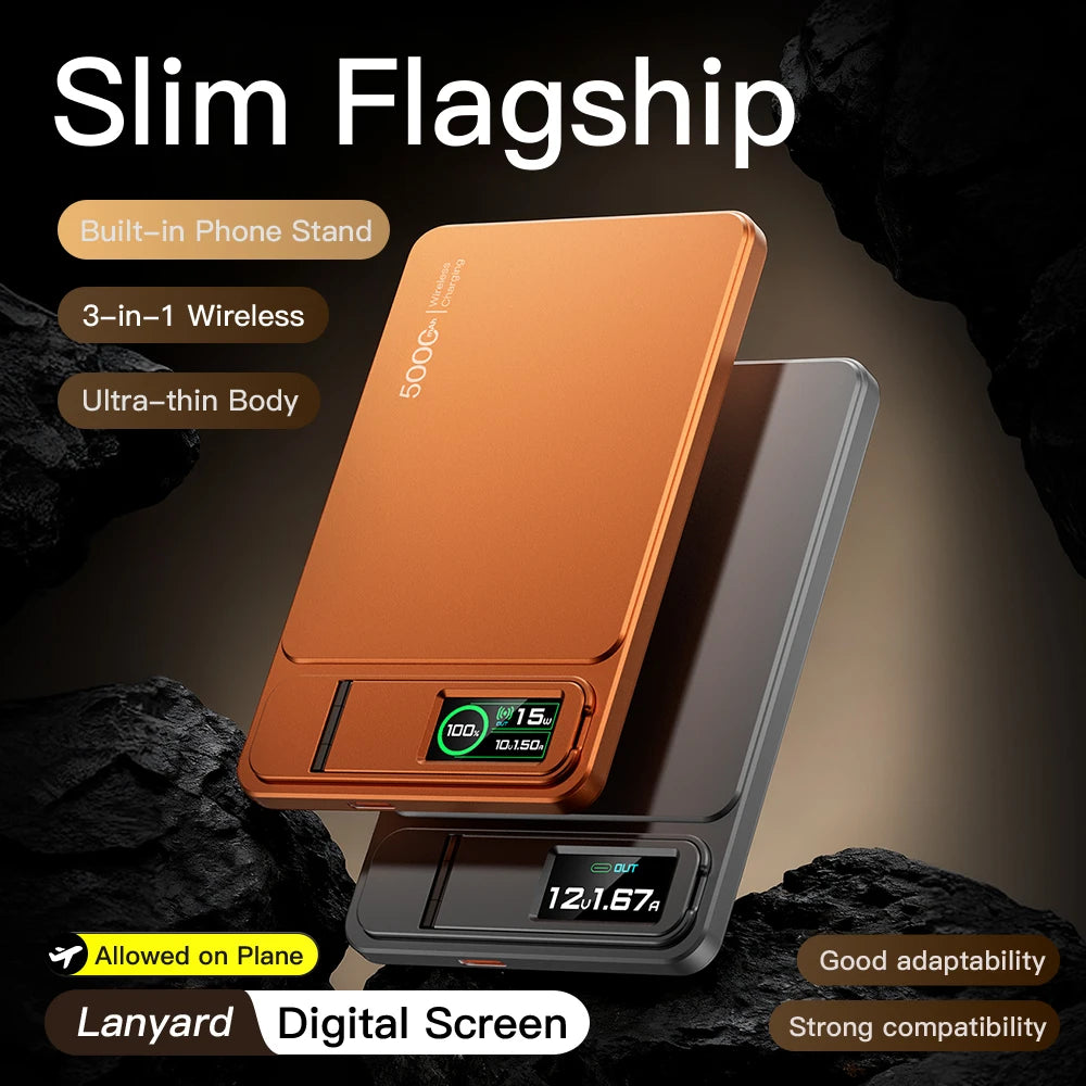Azylo 3-in-1 Magnetic Wireless Power Bank with TFT Smart Screen (10,000mAh)