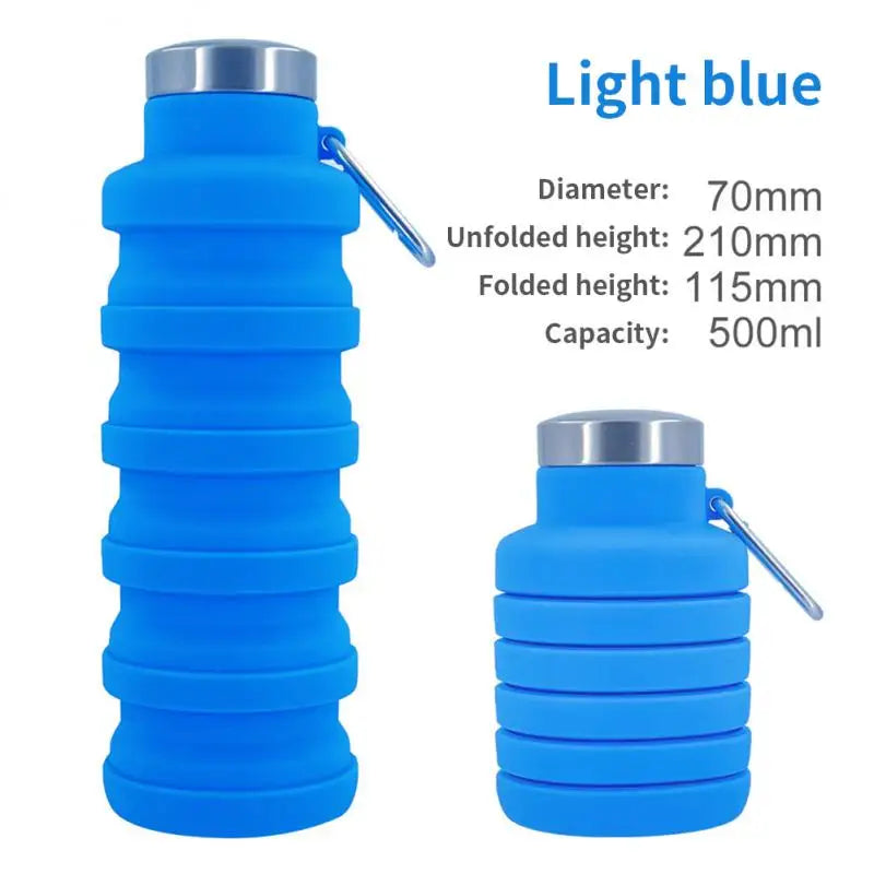 Azylo Collapsible Silicone Travel Water Bottle with Carabiner