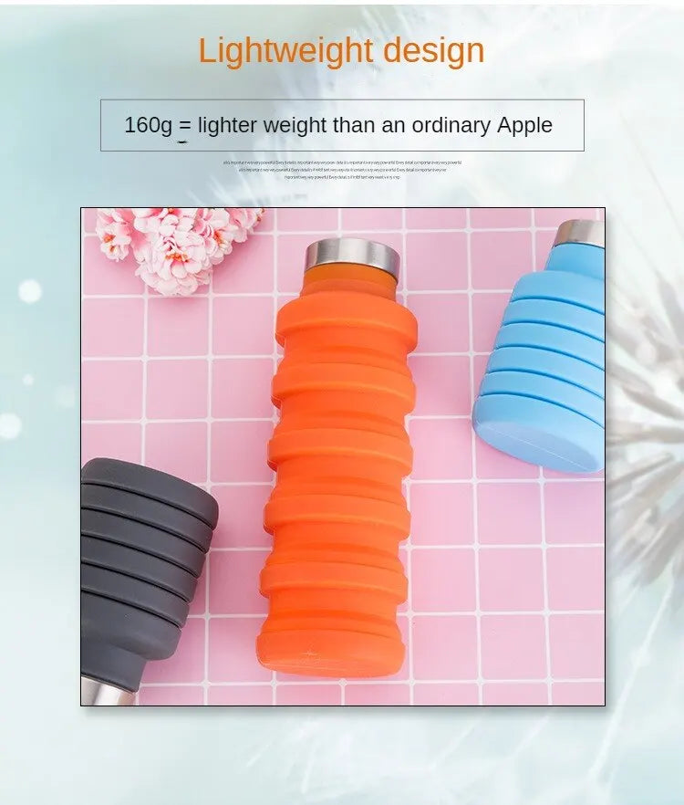 Azylo Collapsible Silicone Travel Water Bottle with Carabiner