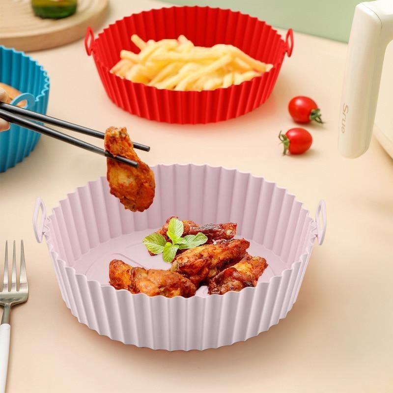 Azylo Reusable Silicone Air Fryer Pot with Handles (8-Inch Round)
