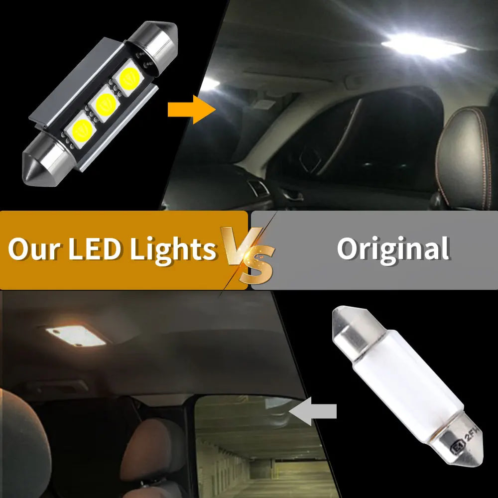 Azylo Ultra-Bright Festoon LED Car Interior & License Plate Bulbs (12V White)