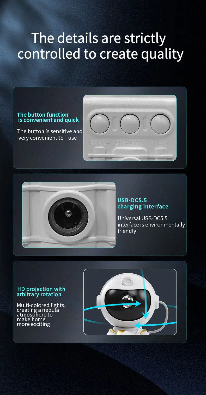 Azylo Smart Astronaut Galaxy Nebula Star Projector