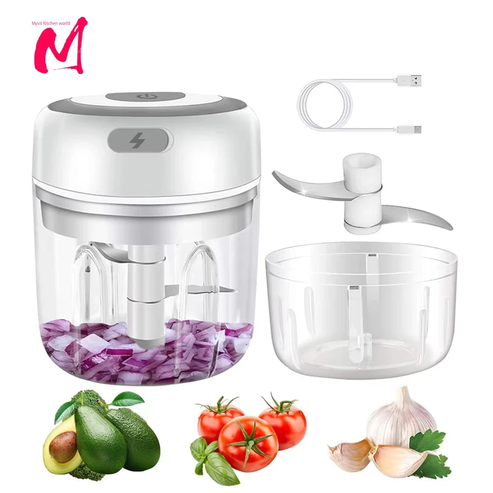 Azylo Portable Mini Electric Food & Garlic Chopper (250ml)