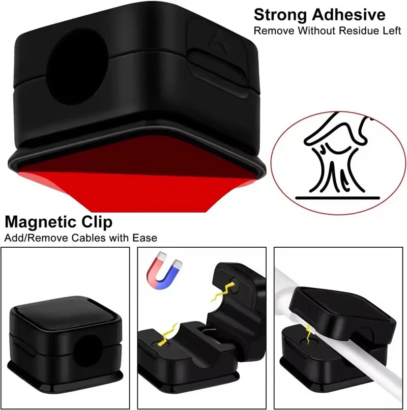 Azylo Premium Magnetic Cable Clip & Desktop Wire Organizer (6-Piece Set)