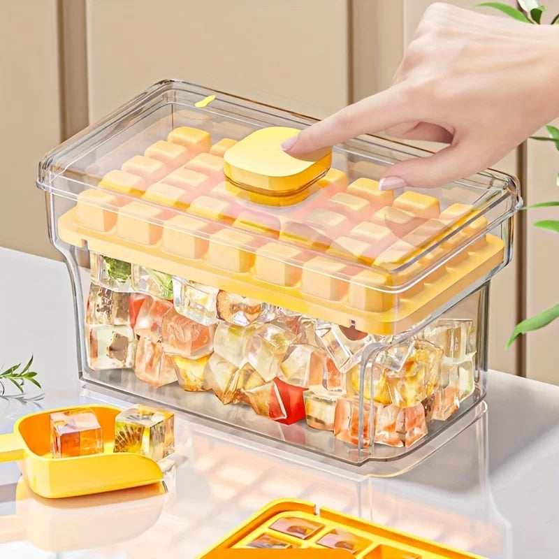 Azylo One-Press Easy Release Ice Cube Tray Kit with Lid & Storage Bin (68 Cubes)