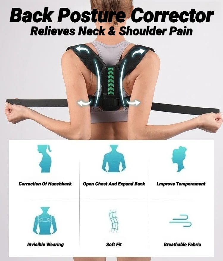Azylo Adjustable Breathable Back Posture Corrector & Shoulder Support Belt