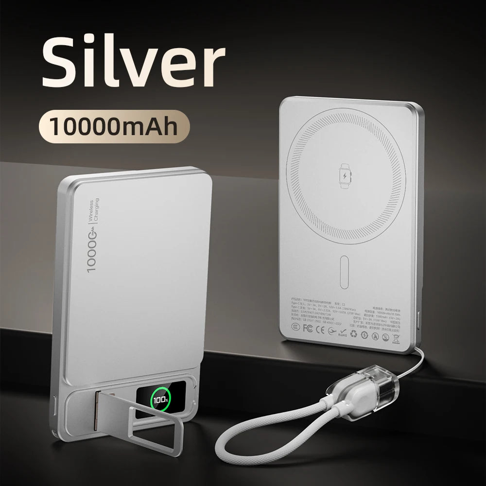 Azylo 3-in-1 Magnetic Wireless Power Bank with TFT Smart Screen (10,000mAh)
