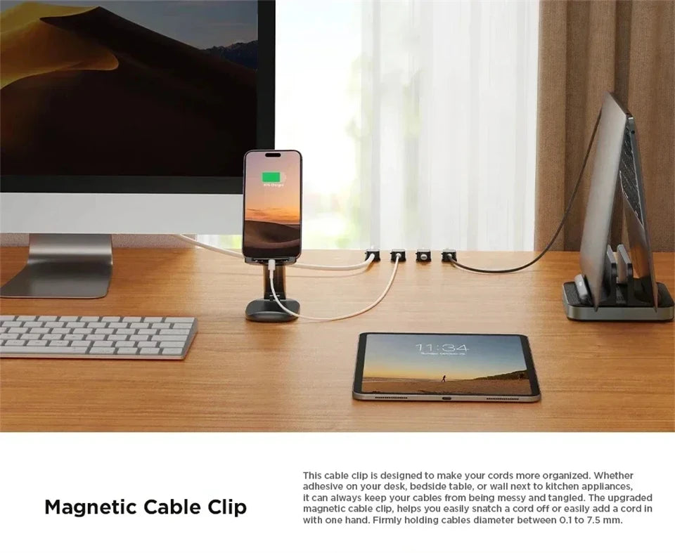 Azylo Premium Magnetic Cable Clip & Desktop Wire Organizer (6-Piece Set)