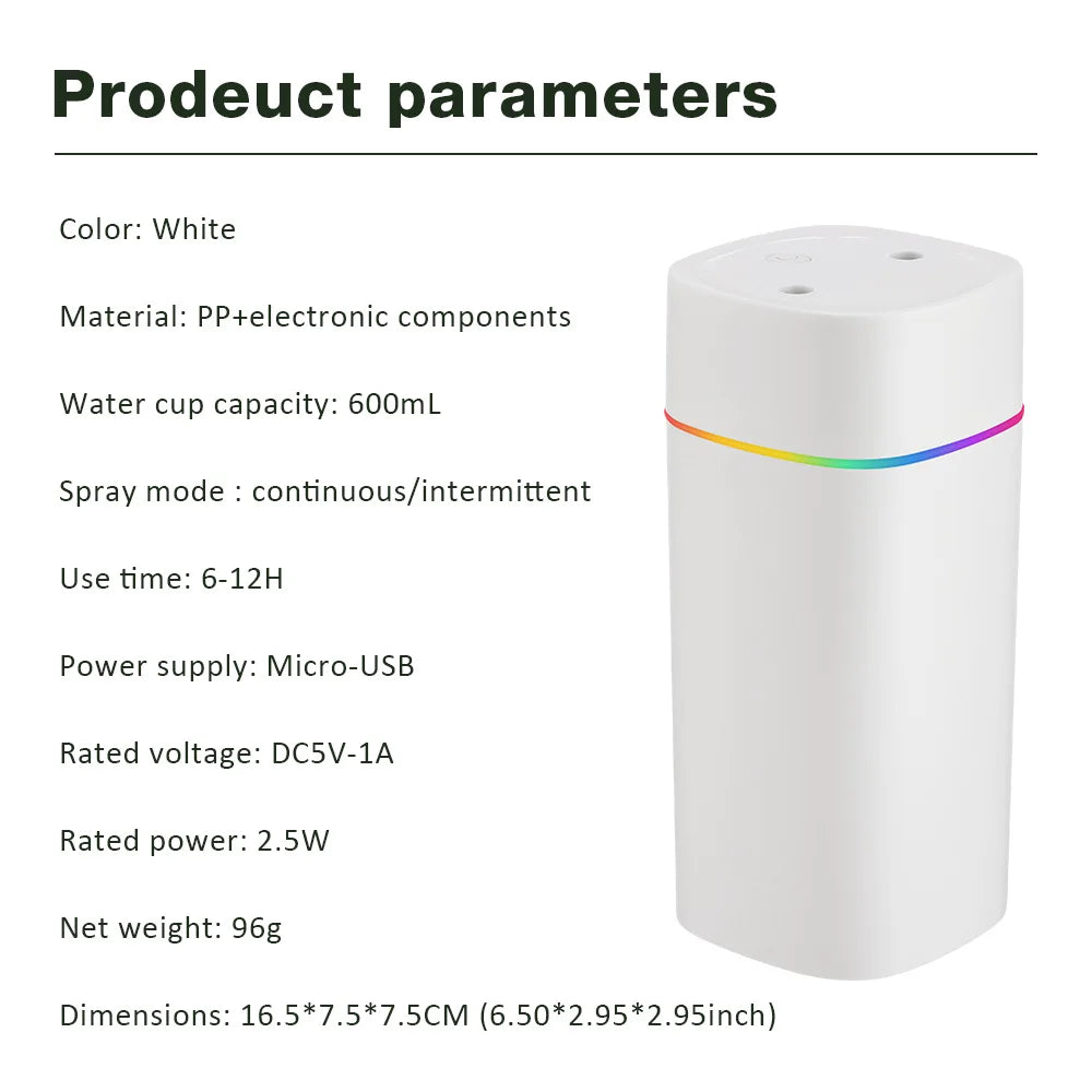 Azylo 600ml Dual-Port Smart Air Humidifier & Aroma Diffuser
