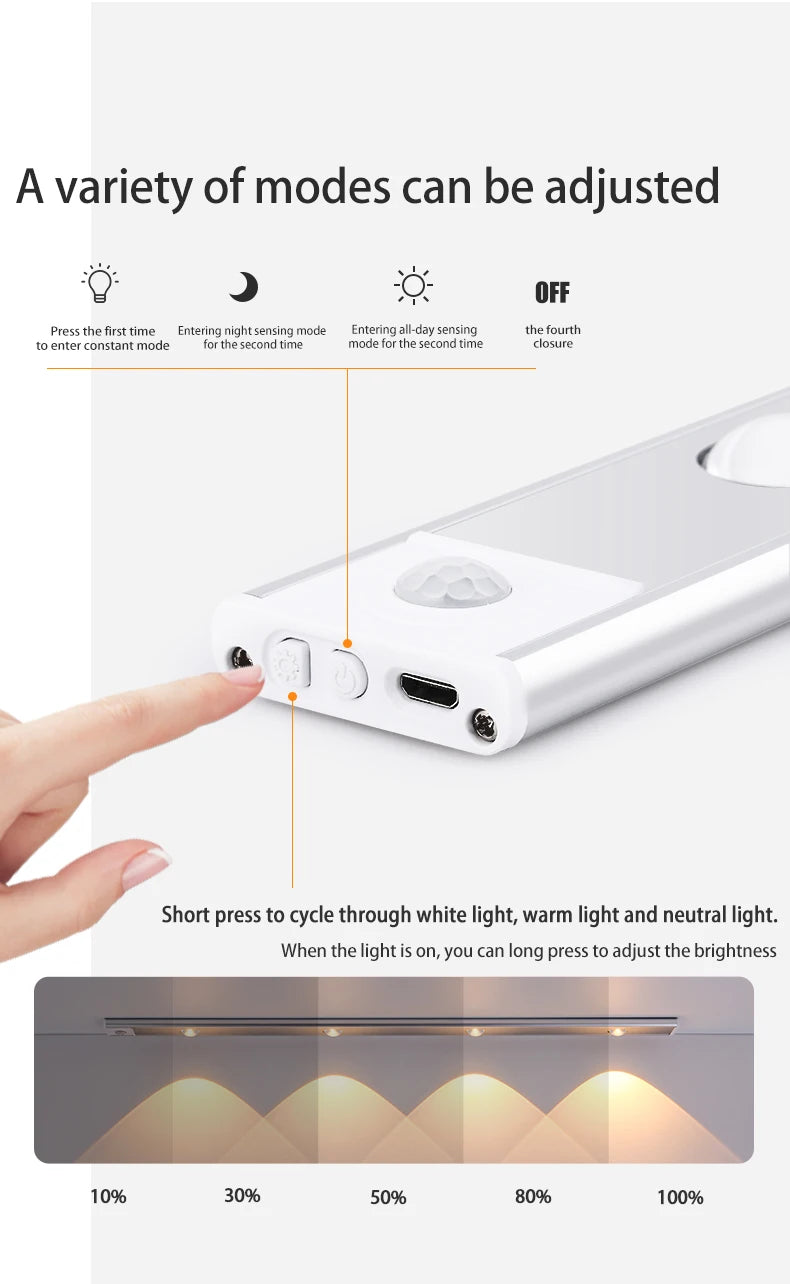 Azylo Ultra-Thin 3-Color Motion Sensor LED Strip Light