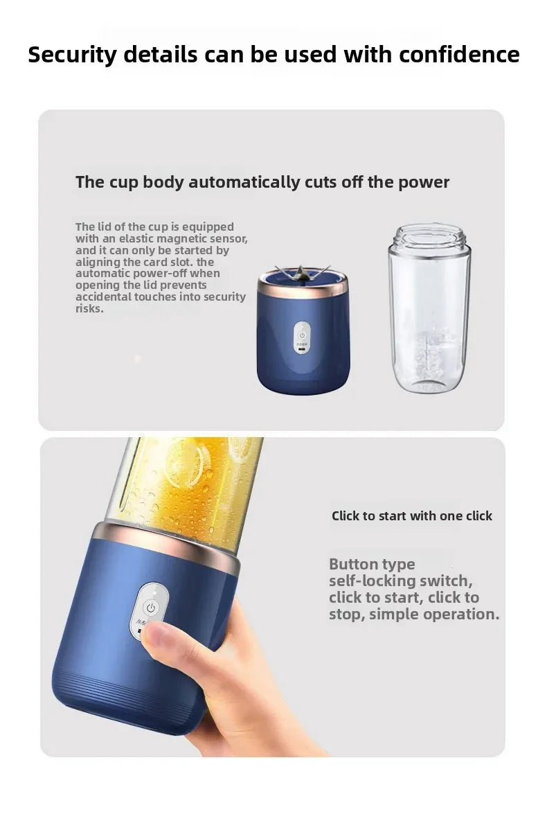 Azylo Portable 6-Blade Mini USB Juicer & Smoothie Blender