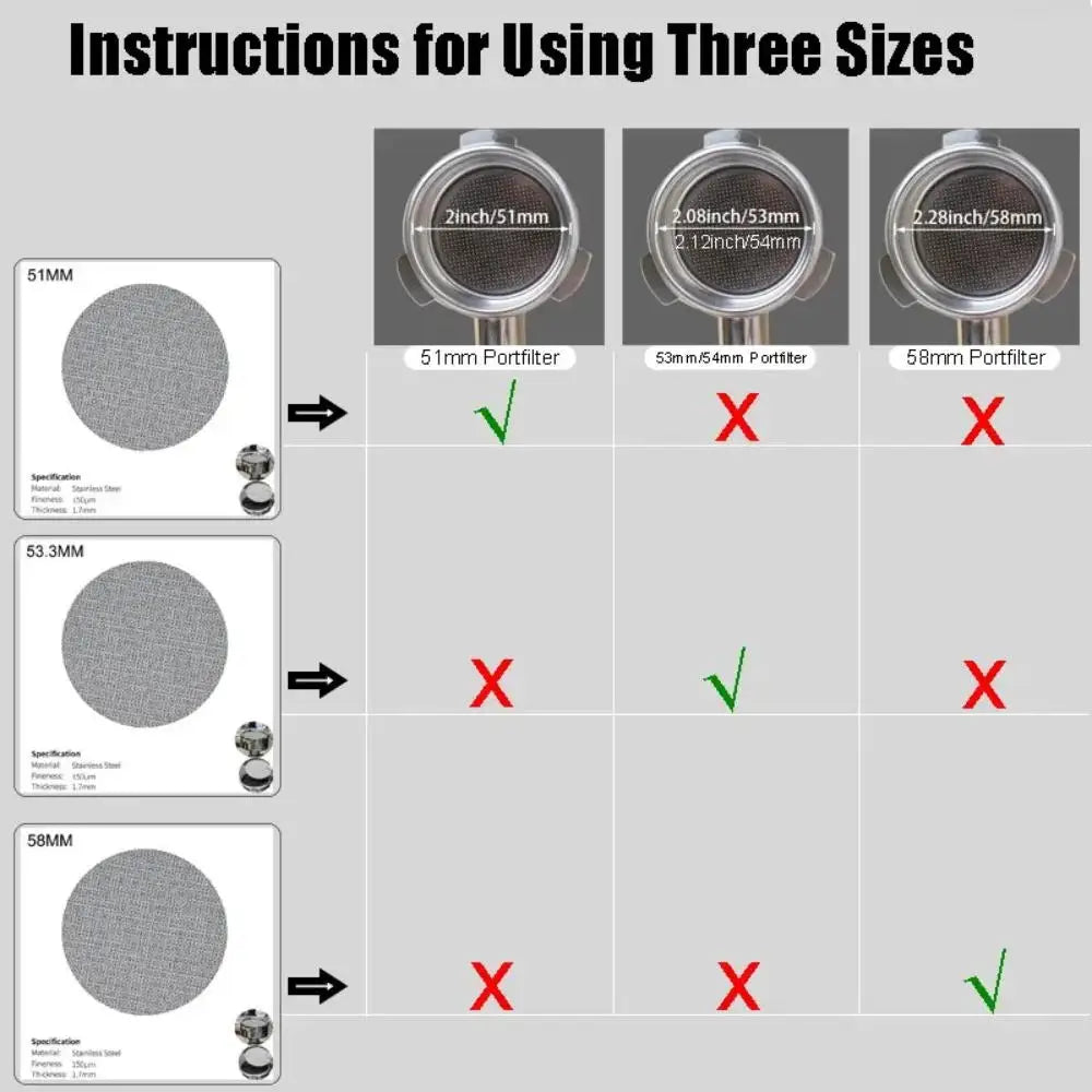 Azylo Universal Stainless Steel Espresso Puck Screen (Reusable Coffee Filter)