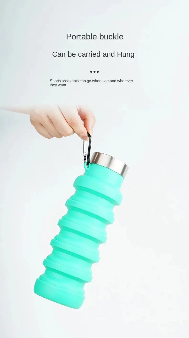 Azylo Collapsible Silicone Travel Water Bottle with Carabiner
