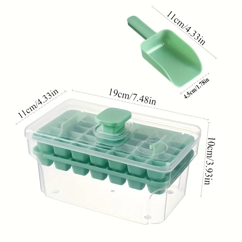 Azylo One-Press Easy Release Ice Cube Tray Kit with Lid & Storage Bin (68 Cubes)