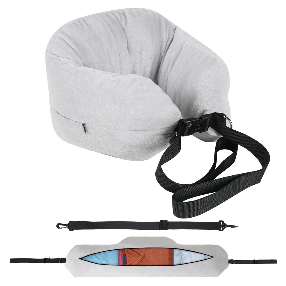 Azylo Fillable Travel Neck Pillow & Space-Saving Clothing Storage Bag