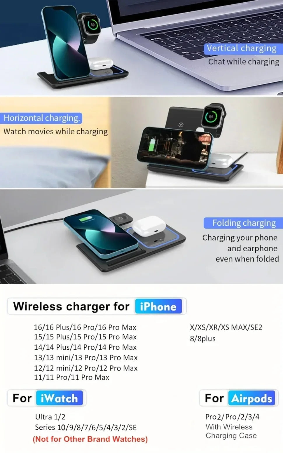 Azylo 3-in-1 Magnetic Wireless Charging Station