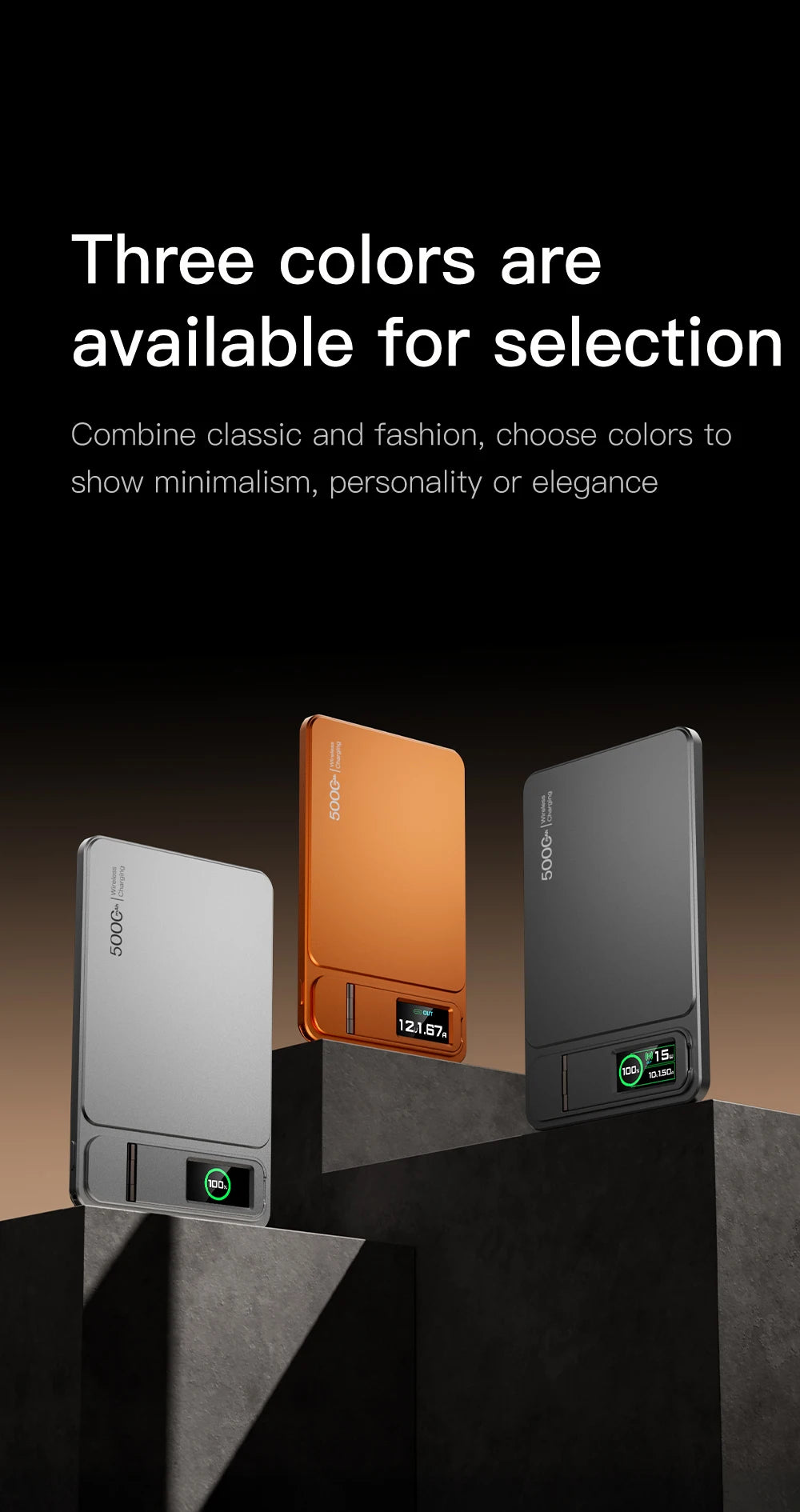 Azylo 3-in-1 Magnetic Wireless Power Bank with TFT Smart Screen (10,000mAh)