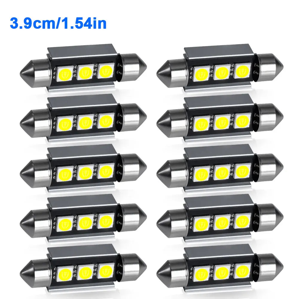 Azylo Ultra-Bright Festoon LED Car Interior & License Plate Bulbs (12V White)