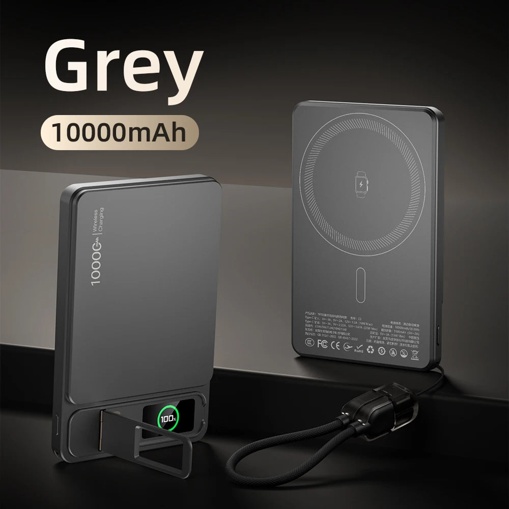 Azylo 3-in-1 Magnetic Wireless Power Bank with TFT Smart Screen (10,000mAh)